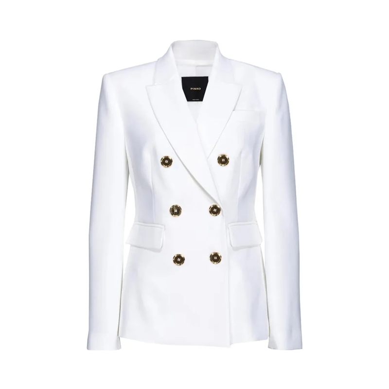 Pinko Blazer Double-Breasted Blazer With Gold Button Accents An White