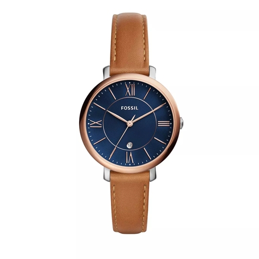 Fossil Jacqueline Three-Hand Date Luggage Leather Watch brown Quartz Horloge