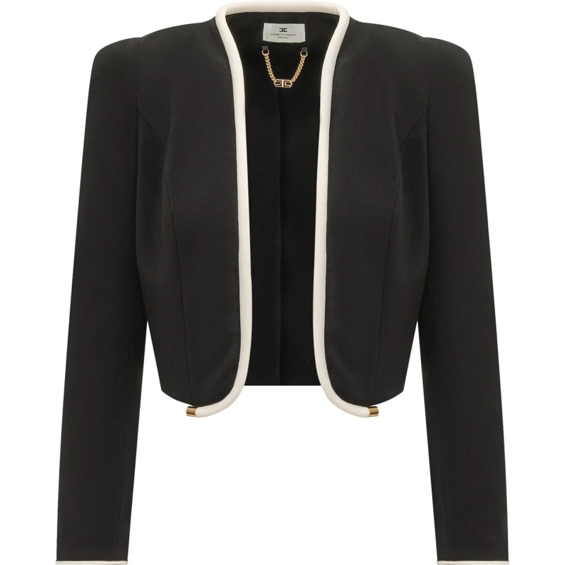 Elisabetta Franchi Blazer Giacca Corta con Profili a Contrasto schwarz