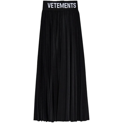 Vetements Vetements Logo-Waistband Pleated Black Midi Skirt Black Midi-Röcke