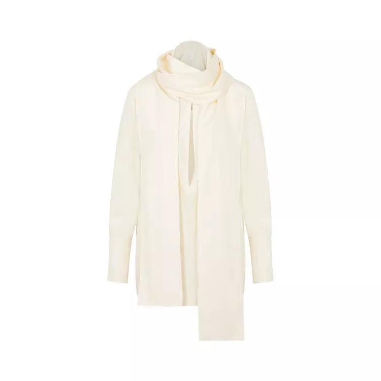 Givenchy - White Cream Silk Foulard Blouse - Größe 34 - white