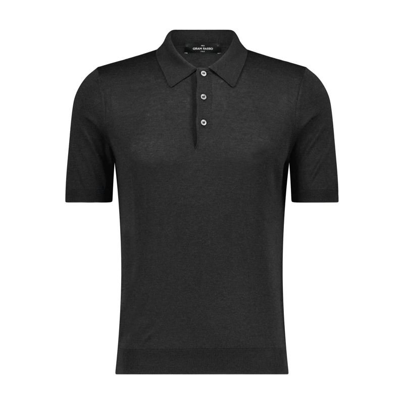 Gran Sasso Pullover Poloshirt aus Seide blau(Image 4)