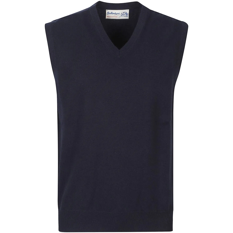 Ballantyne Weste Plain V Neck Vest Blue blau