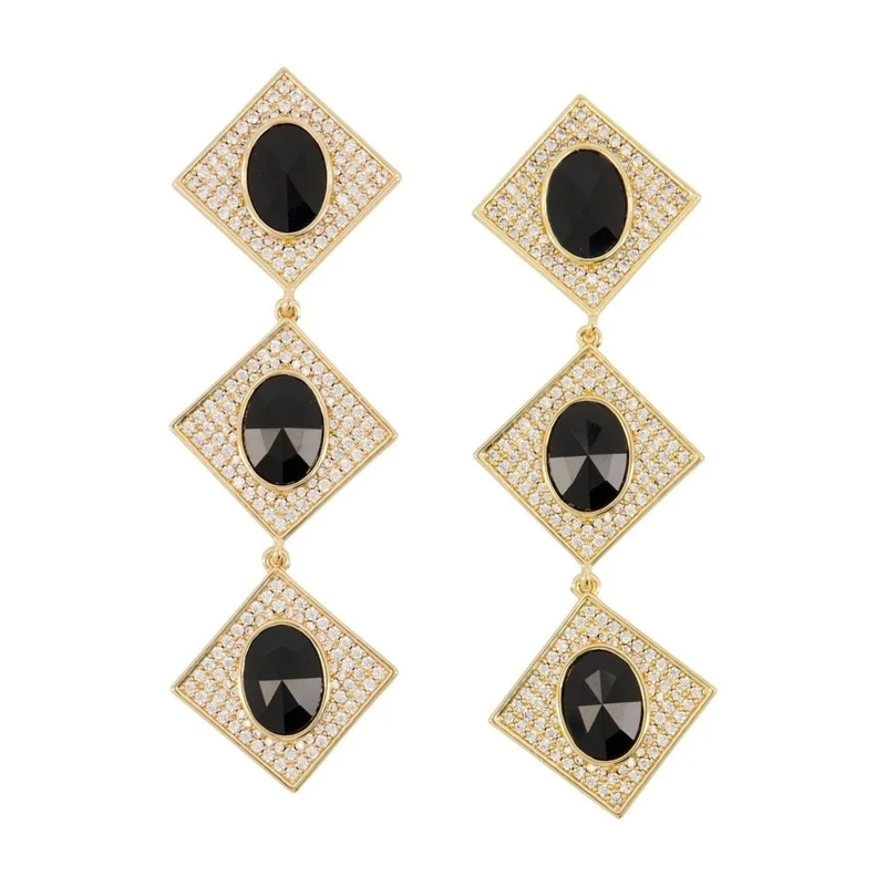 Self Portrait Oorknopjes Crystal Tiered Earrings Gold