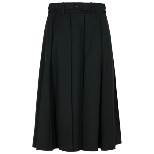 Patou Black Virgin Wool Skirt Black Midi-kjolar