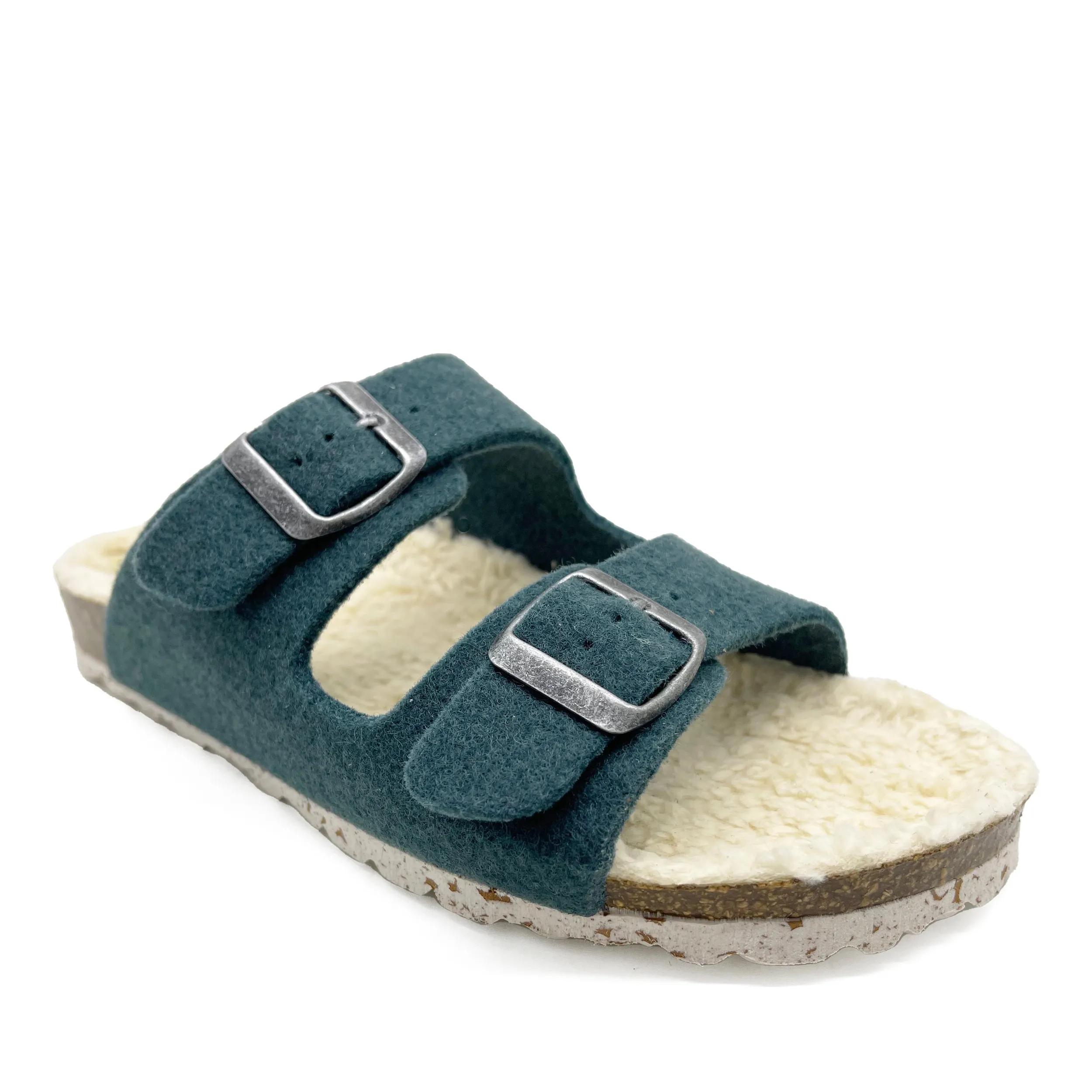 thies Sneakers - thies 1856 ® Recycled Plush PET Bio Sandal vegan o - Gr. 36 (EU) - in Blau - für Damen