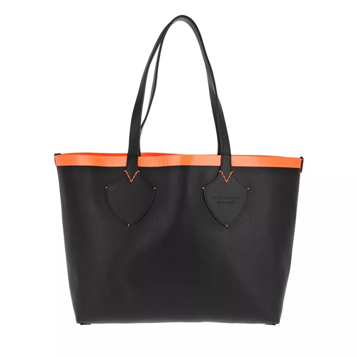 Burberry Shopping Bag Tote Black Neon Orange Rymlig shoppingväska