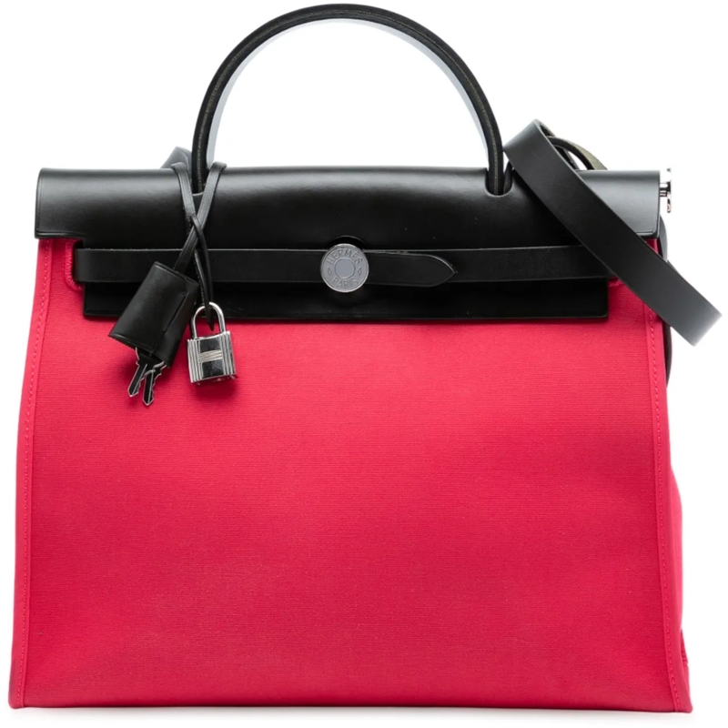 Hermès Schultertasche Toile Herbag Zip 31 rose