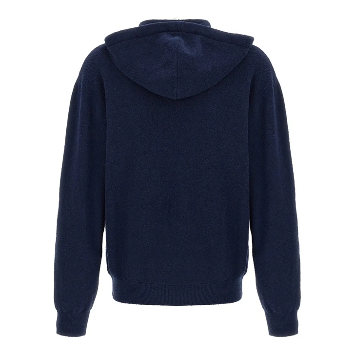 Roberto Collina Blue Spongy Cotton Blend Hoodie Blue