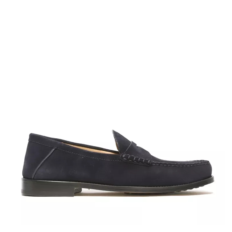 Rossano Bisconti Mocassin Moccasin In Soft Navy Blue Suede Black