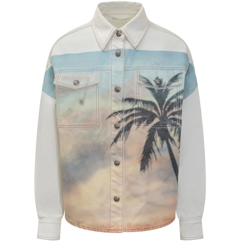 Palm Angels Jeansjacke Giacca in Jeans Sunrise weiß