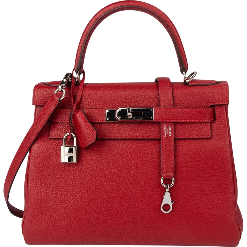 Hermès Tote Hermes Rouge Taurillon Clemence Leather Kelly 28 H rot