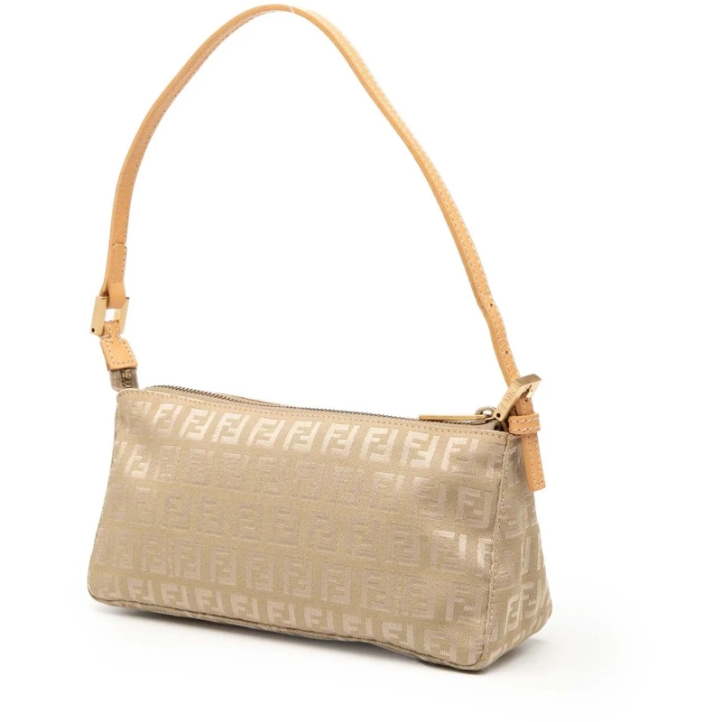 Fendi Schultertasche Zucchino Canvas Pochette braun