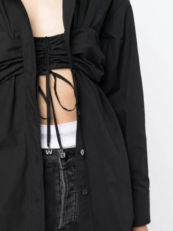 Alexander Wang Ruched Detail Cotton Shirt Black