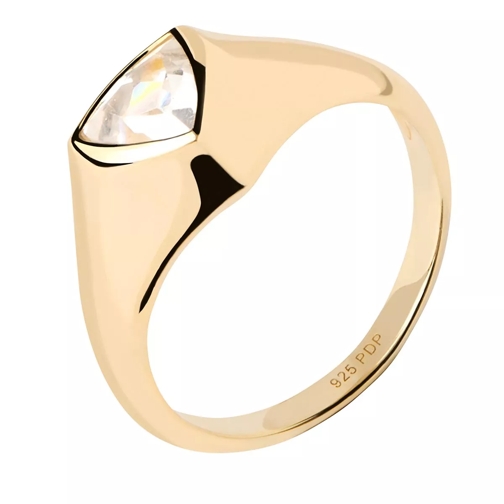 PDPAOLA Triangle Shimmer Stamp Ring Gold Zegelring