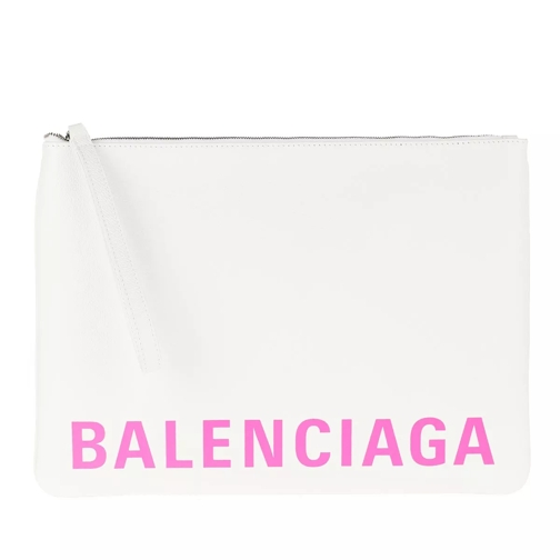 Balenciaga Zipped Logo Pouch White/Fluo Pink Pochette