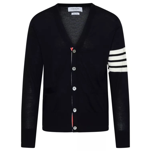 Thom Browne Cardigan Cardigan In Navy Virgin Wool Blue