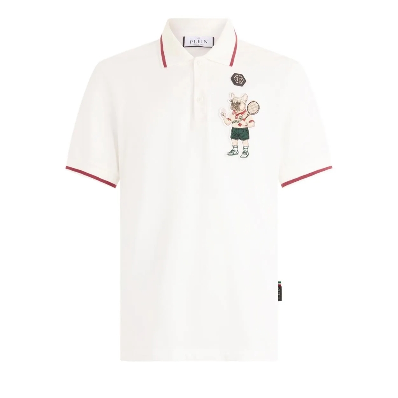 Philipp Plein T-Shirt Polo T-Shirt New York Tennis Patch weiss