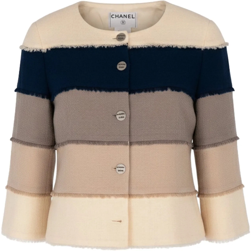 Chanel Übergangsjacke Chanel Wool Tweed Set01 Jacket (DE34 / FR36) beige