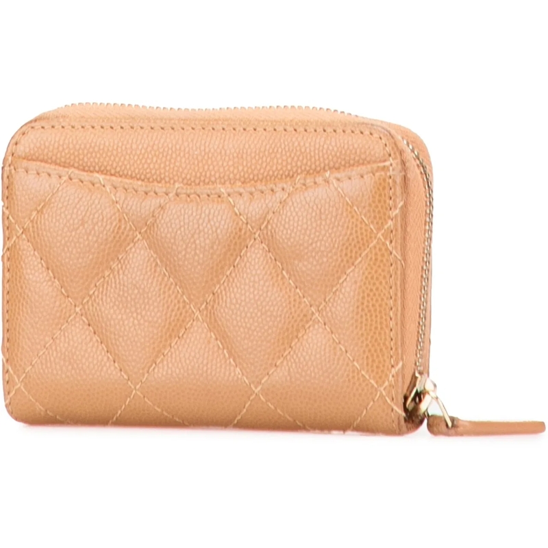 Chanel Geldbörse CC Quilted Caviar Zip Around Coin Purse braun