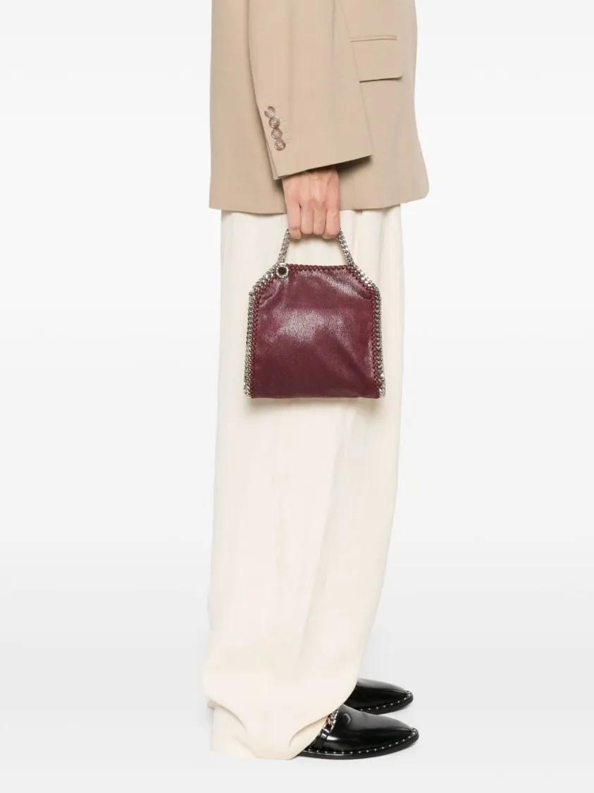 Stella Mccartney Crossbody bags Bordeaux Red Bag With Chain-Link Handles And Logo in rood