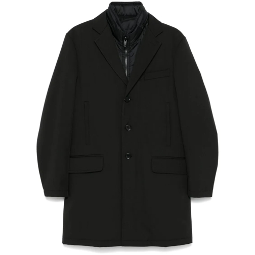 Fay Parka-Mäntel Black Double-Breasted Coat Black