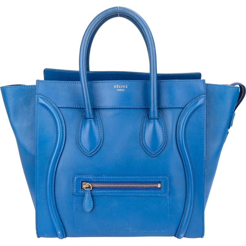 Celine Schultertasche Celine Blue Leather Luggage Handbag blau