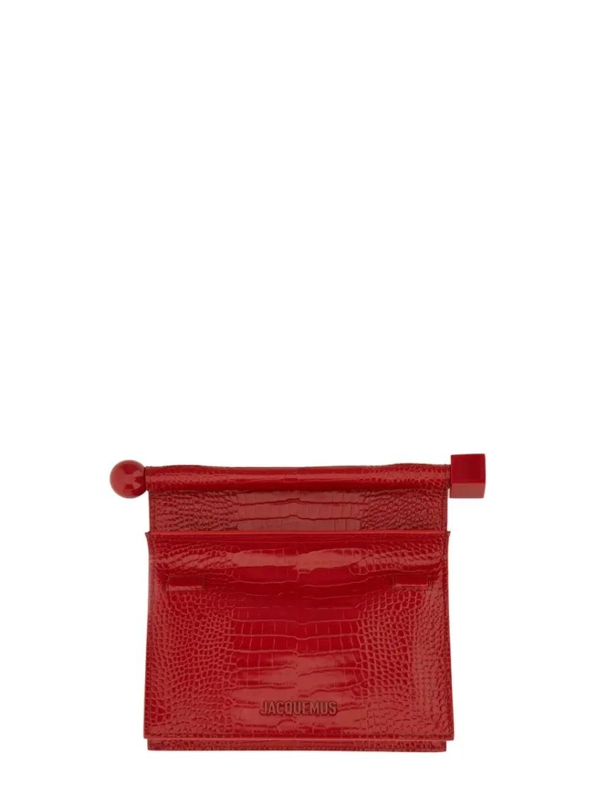 Jacquemus Clutches Mini "Rond Carre" Clutch Bag in rood