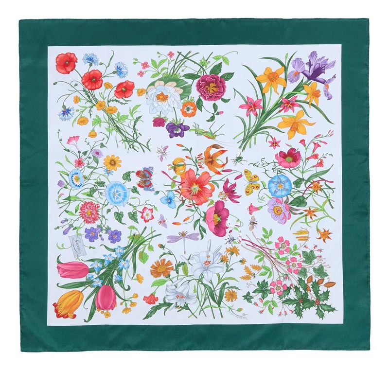 Gucci Halstuch Printed Flora Silk Carré White