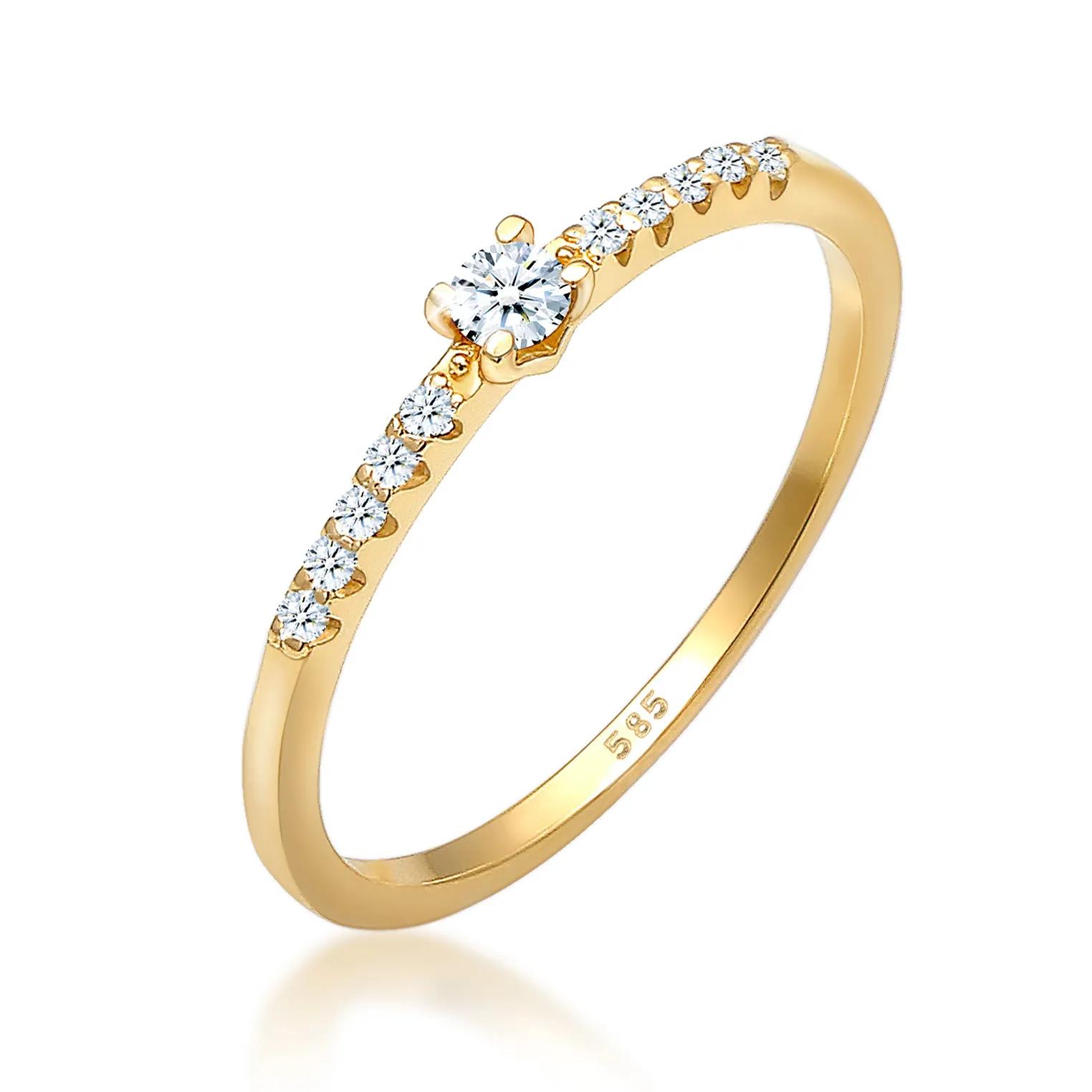 Elli Ringe - Ring Geo Microsetting Diamant (0.11 ct.) 585 Gelbg - Gr. 50 MM - in Gold - für Damen