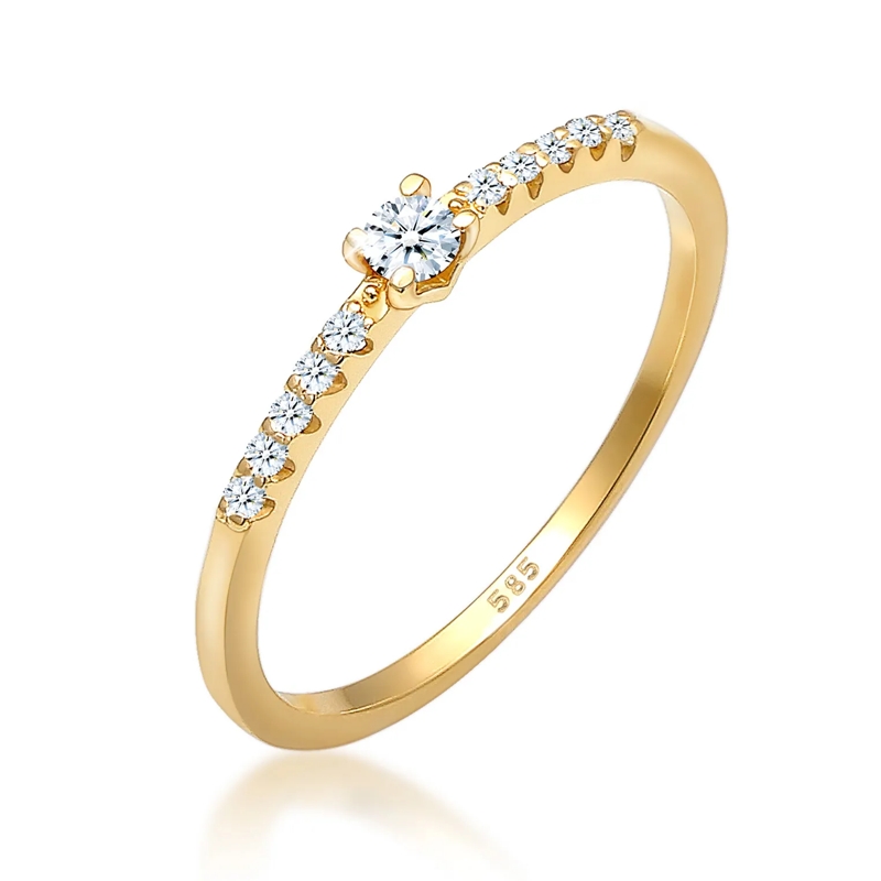 Elli Diamantring Ring Geo Microsetting Diamant (0.11 ct.) 585 Gelbg gold