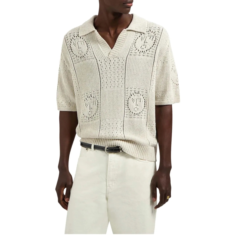 ØLÅF Poloshirt Olaf Face Logo Knit Polo Polos Off White M240702 weiß(Image 3)