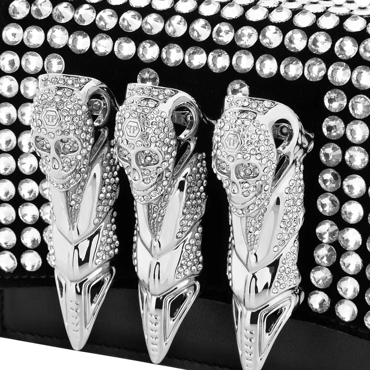 Thumbnail - Philipp Plein Hobo Bags - Schultertasche Skull Mit Schmucksteinen - Gr. unisize - in Silber - für Damen