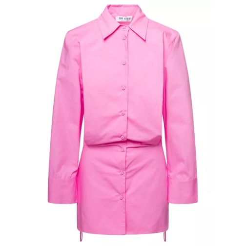The Attico Pink Margot Mini Shirt-Dress In Cotton Pink 