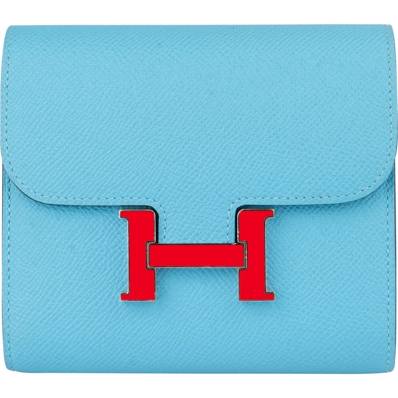 Hermès Geldbörse Hermes Blue Epsom Leather Constance Compact Wallet mehrfarbig