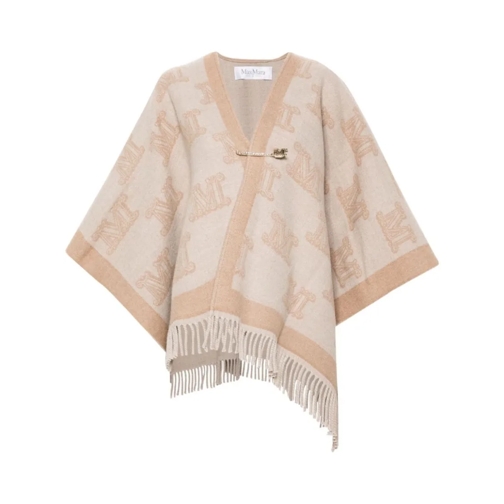 Max Mara Umhang Ecru Light Beige Virgin Wool Cape Neutrals