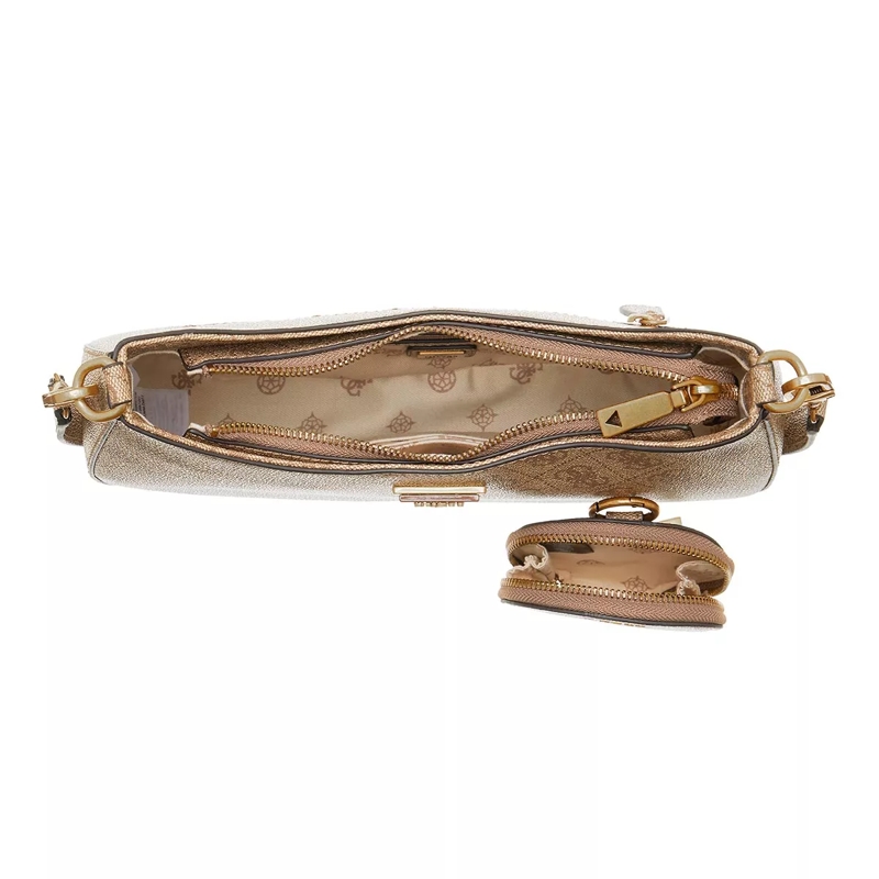 Guess Pochette Alexie Top Zip Shoulder Bag Latte Logo(Image 5)