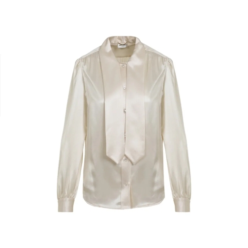 Saint Laurent Blusen Chalk White Silk Blouse White