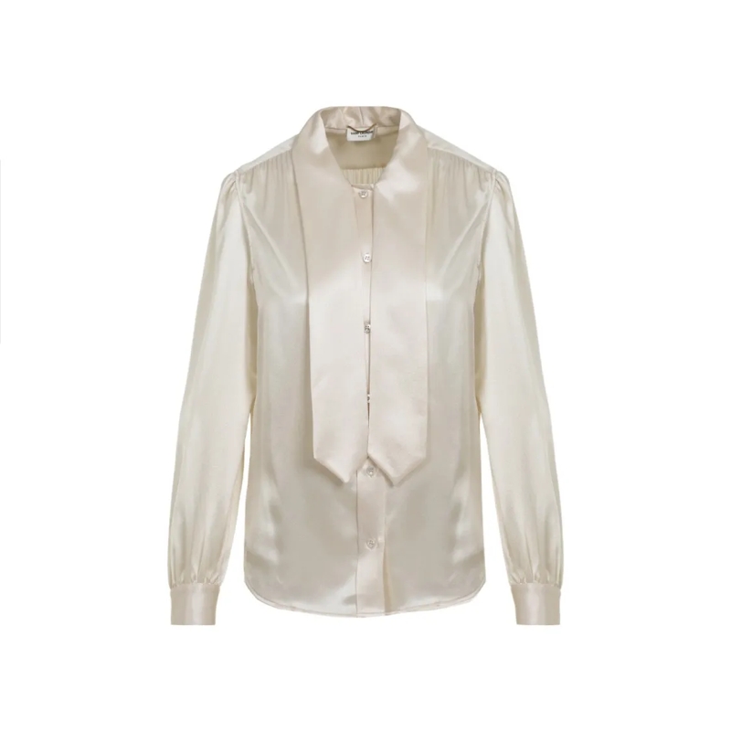 Saint Laurent Bluse Chalk White Silk Blouse White