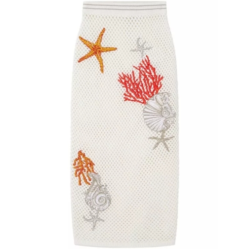 Versace White Embroidered Crochet Midi Skirt White 