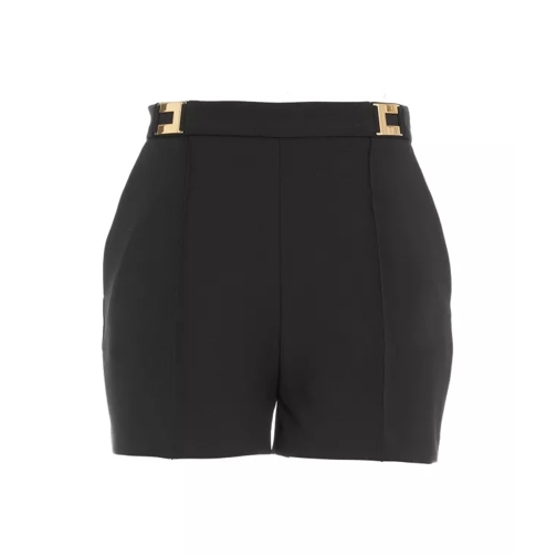 Elisabetta Franchi Black Shorts With Gold Hardware Black Short décontracté