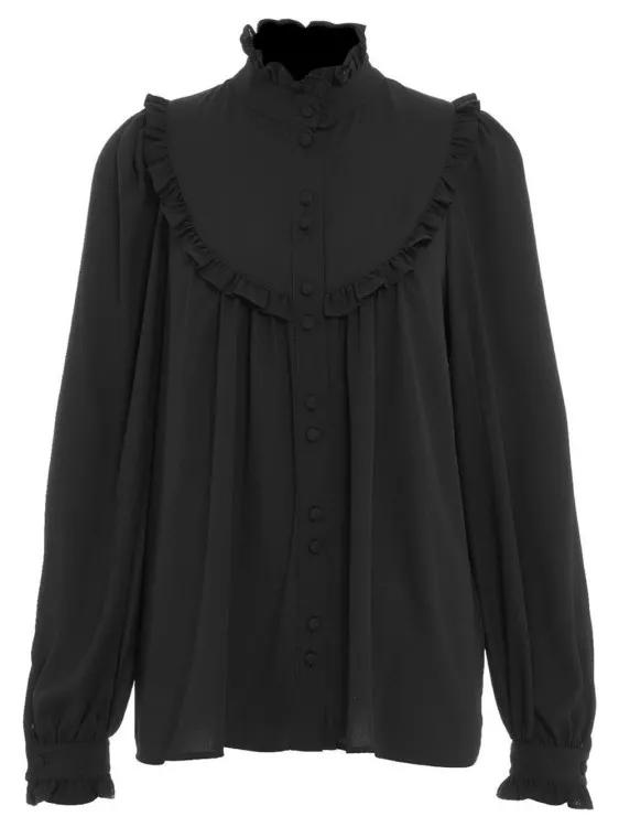 Gender Black Blouse With Bib Black | Blouses