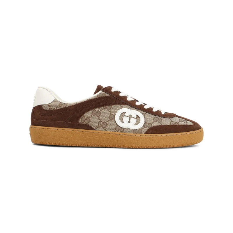 Gucci Sneaker basse Brown Suede Sneakers With Gg Supreme Detailing Brown