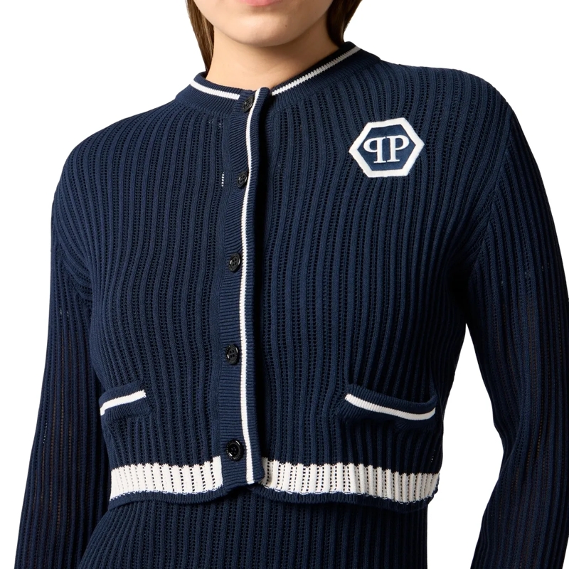 Philipp Plein Strickjacke Knitted Cardigan Hexagon Hexagon schwarz(Image 2)