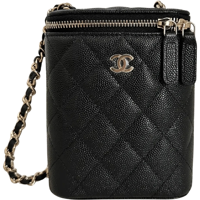 Chanel Sac à bandoulière Chanel Vertical Coco Beauty Vanity Case small cavi schwarz