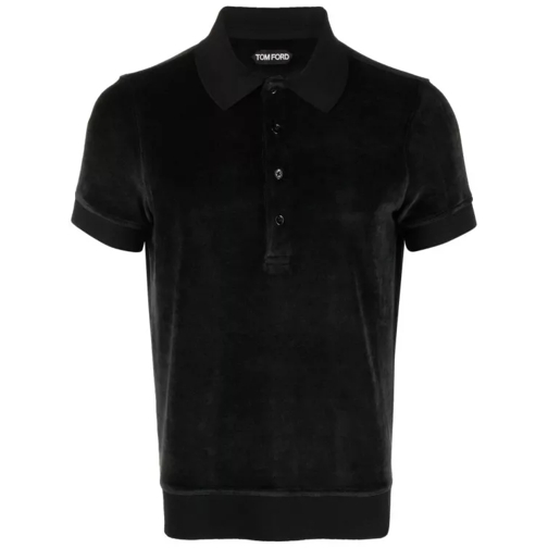 Tom Ford Black Velvet Polo Shirt Black 