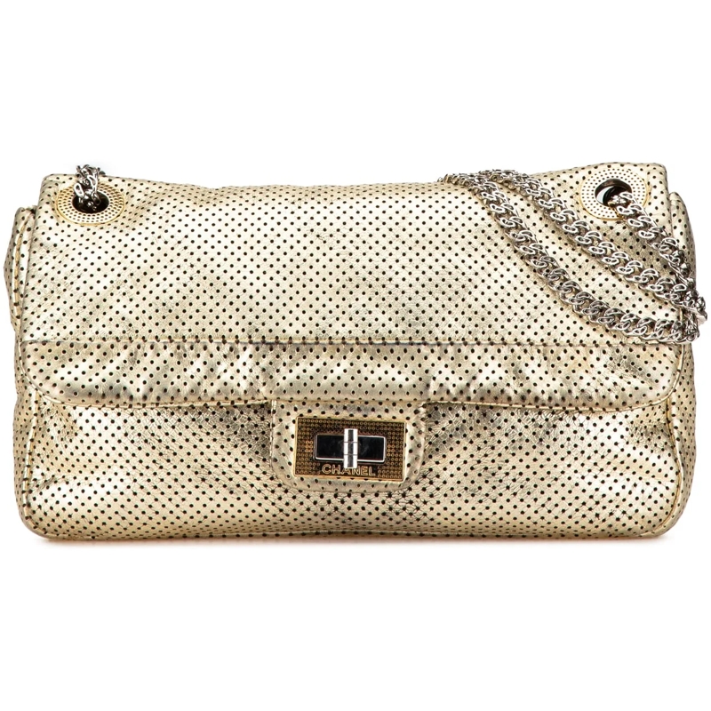 Chanel Schultertasche Medium Perforated Calfskin Reissue Drill Flap gold