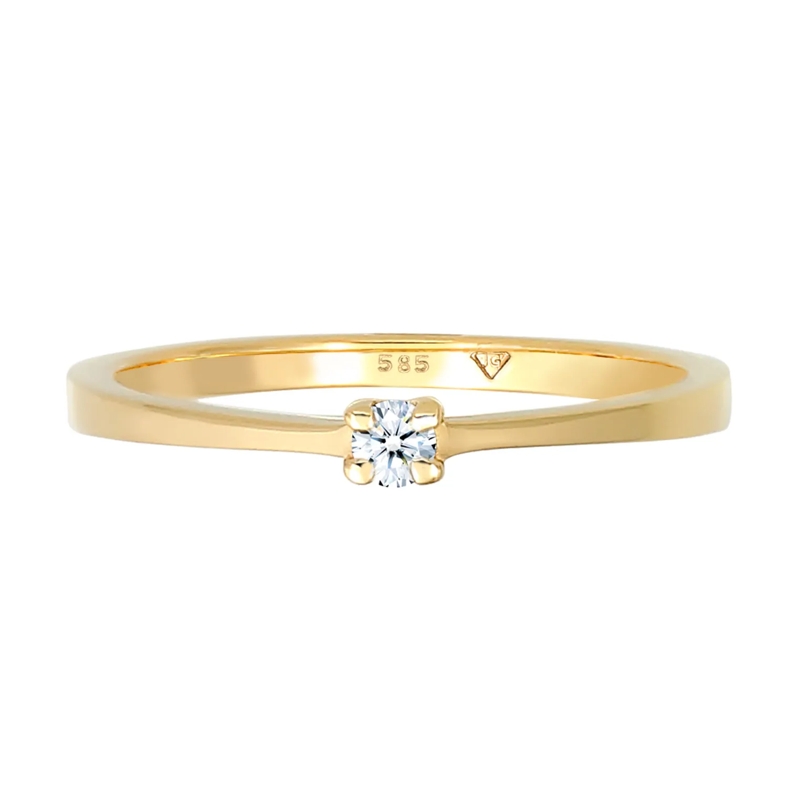 Elli Diamantring Ring Solitär Verlobung Diamant 0.11 ct. 585 Gelbgo weiss(Image 2)