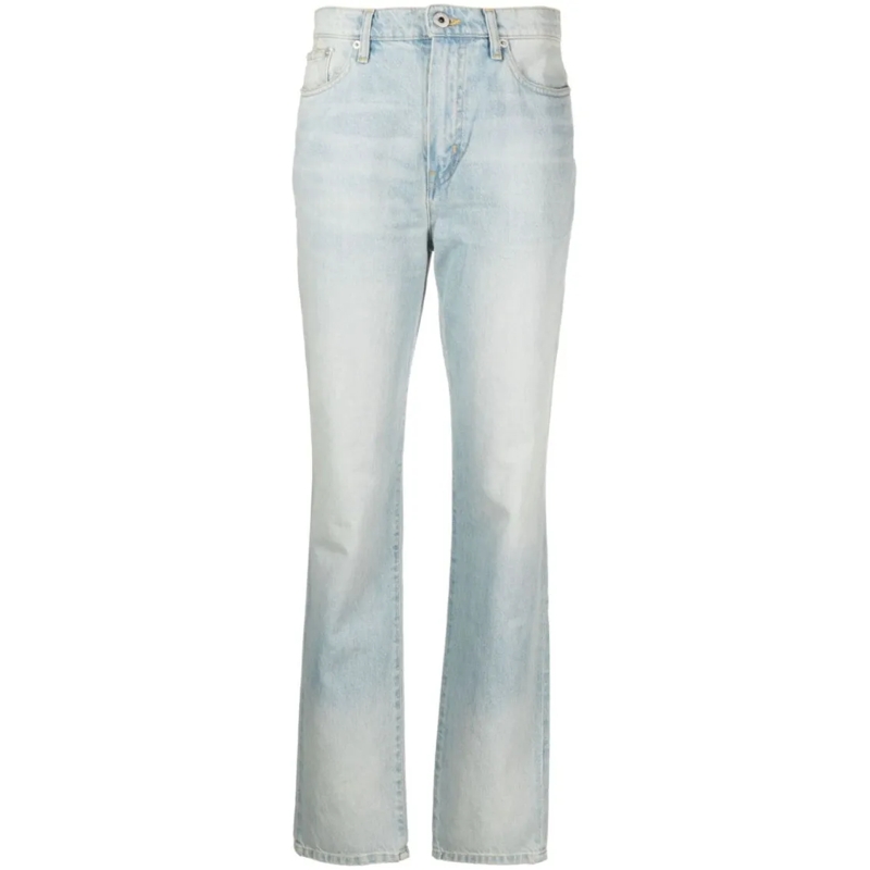 Kenzo Jeans High-Waisted Straight-Leg Jeans With Whiskering De White