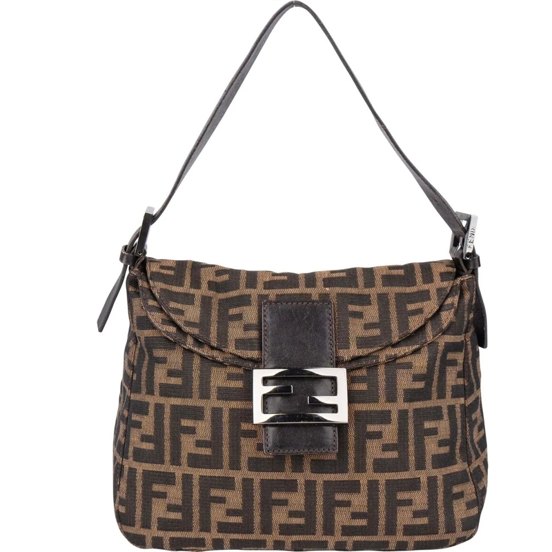 Fendi Schultertasche Fendi FF Monogram Baguette Handbag braun